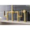 Kingston Brass KS2337KL Industrial Style Bridge Kitchen Faucet with Brass Sprayer, Brushed Brass KS2337KL - alternate 3